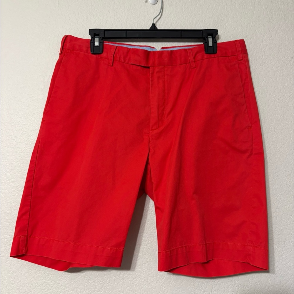 Men’s Polo by Ralph Lauren Red Flat Front Shorts Cotton Pima Cotton Blend. 34